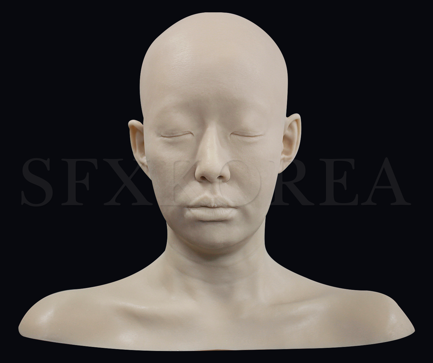 실리콘 머리모형 - 여성7(쇄골과 어깨가 표현된 실리콘 흉상모형)